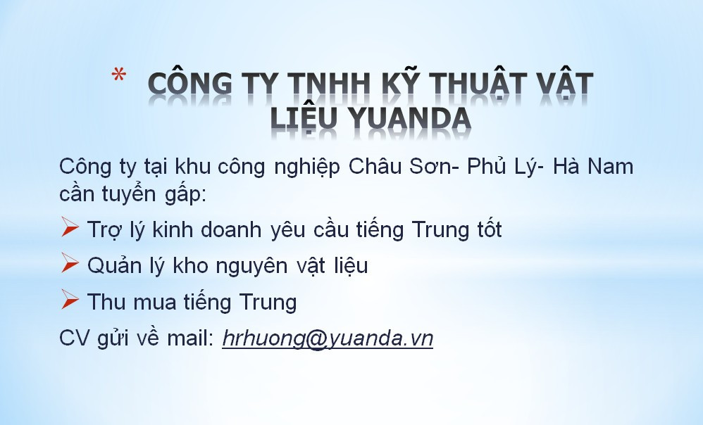 Công Ty TNHH Kỹ Thuật Vật Liệu Yuanda